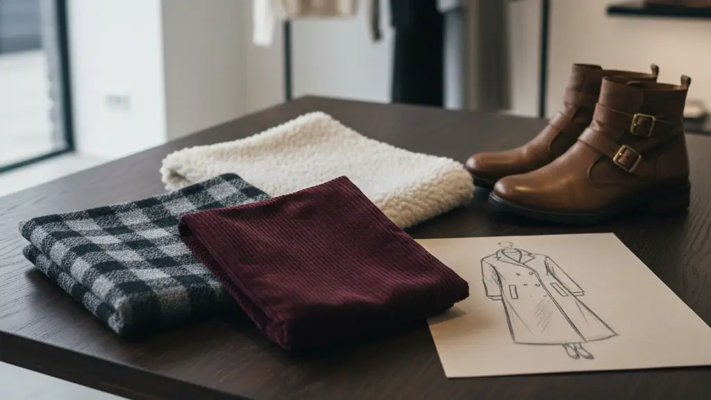 différents tissus chauds posés sur une table