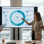 des employés d'une société textile regardent un tableau où est marqué PEF